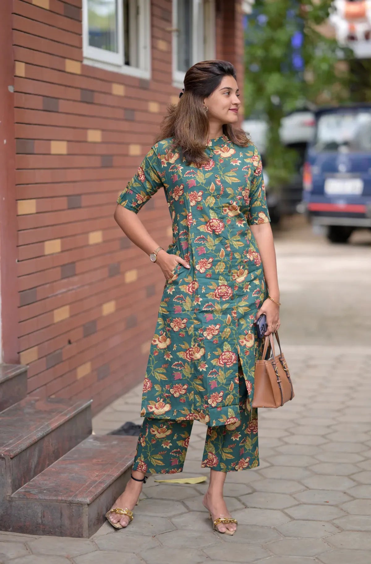 Green Floral Cotton Co-Ord Set