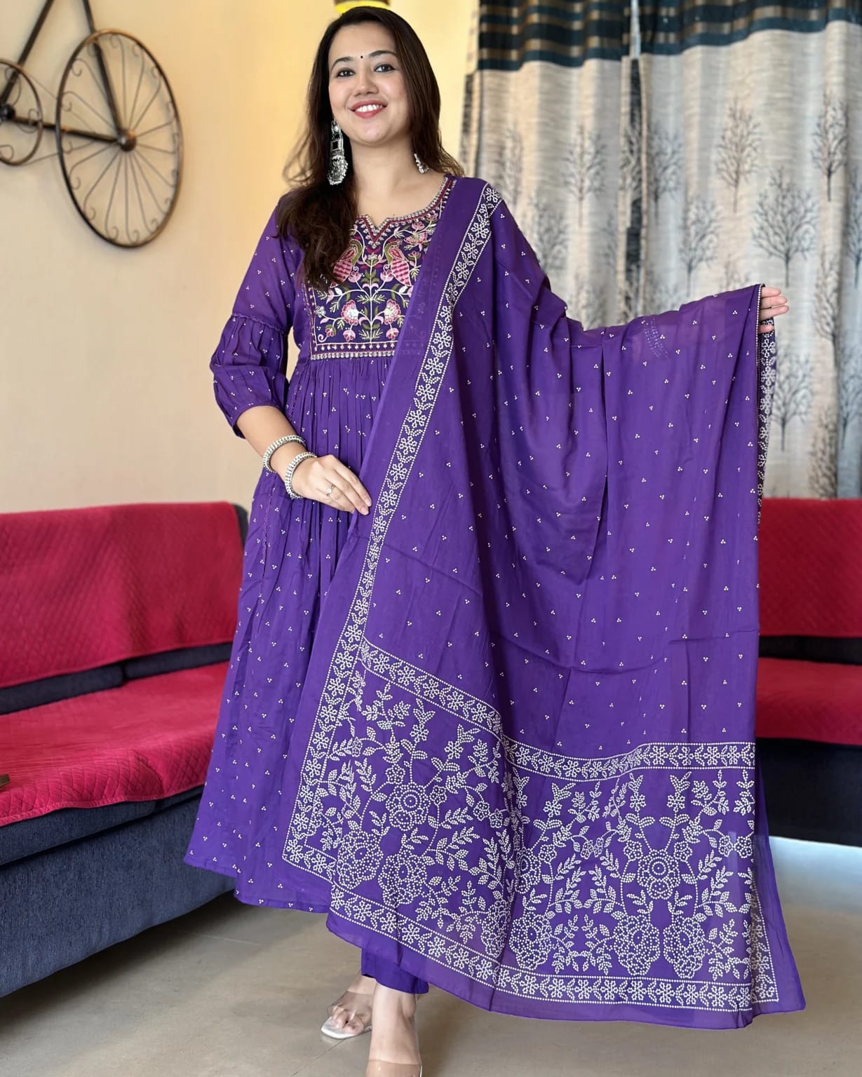 Kurta Set With New Style For Women(Purple)