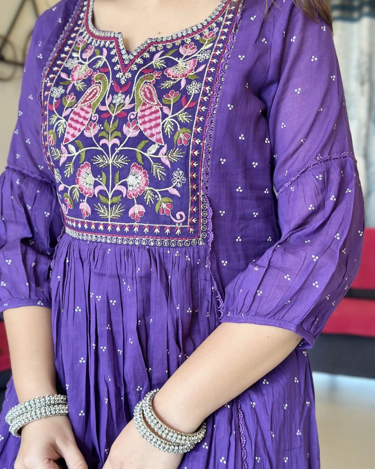 Kurta Set With New Style For Women(Purple)
