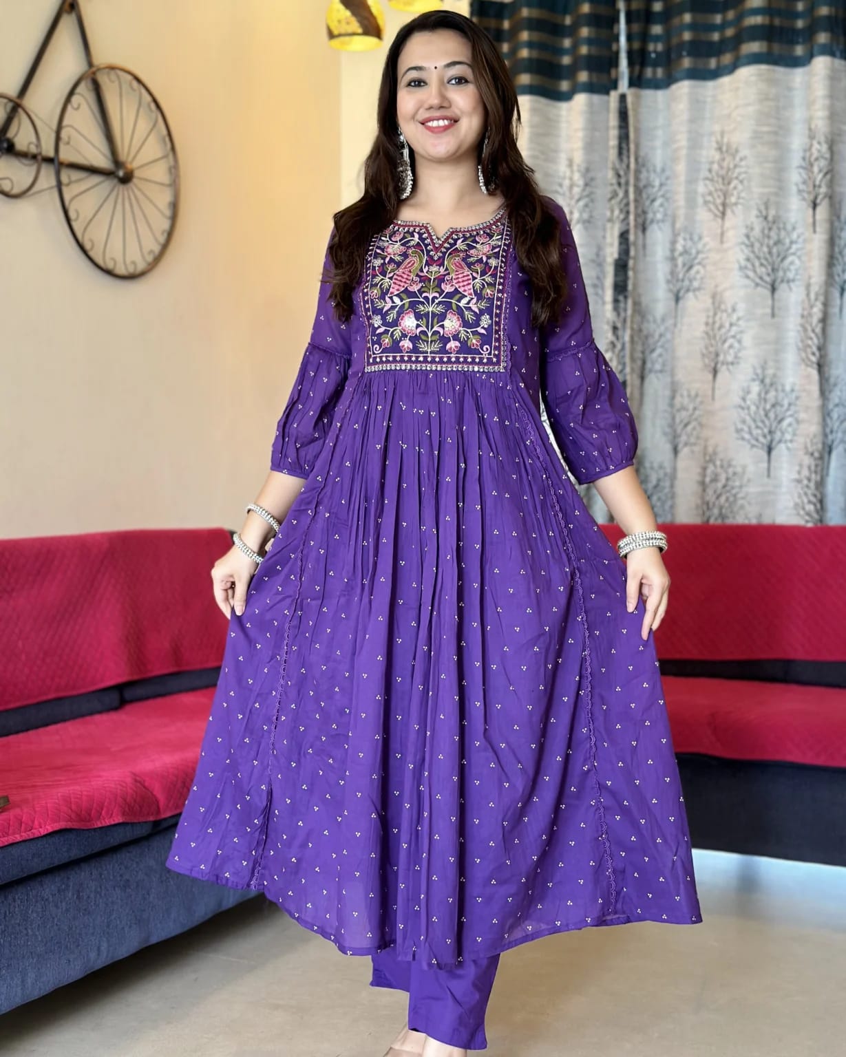 Kurta Set With New Style For Women(Purple)