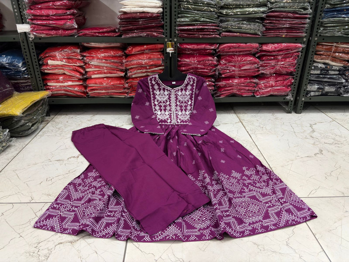 Royal Lavender Embroidered Kurta Set
