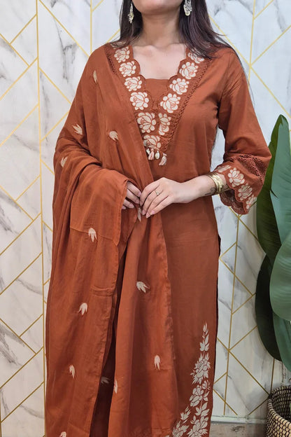 Gazal Premium Cotton Embroidered Pant set