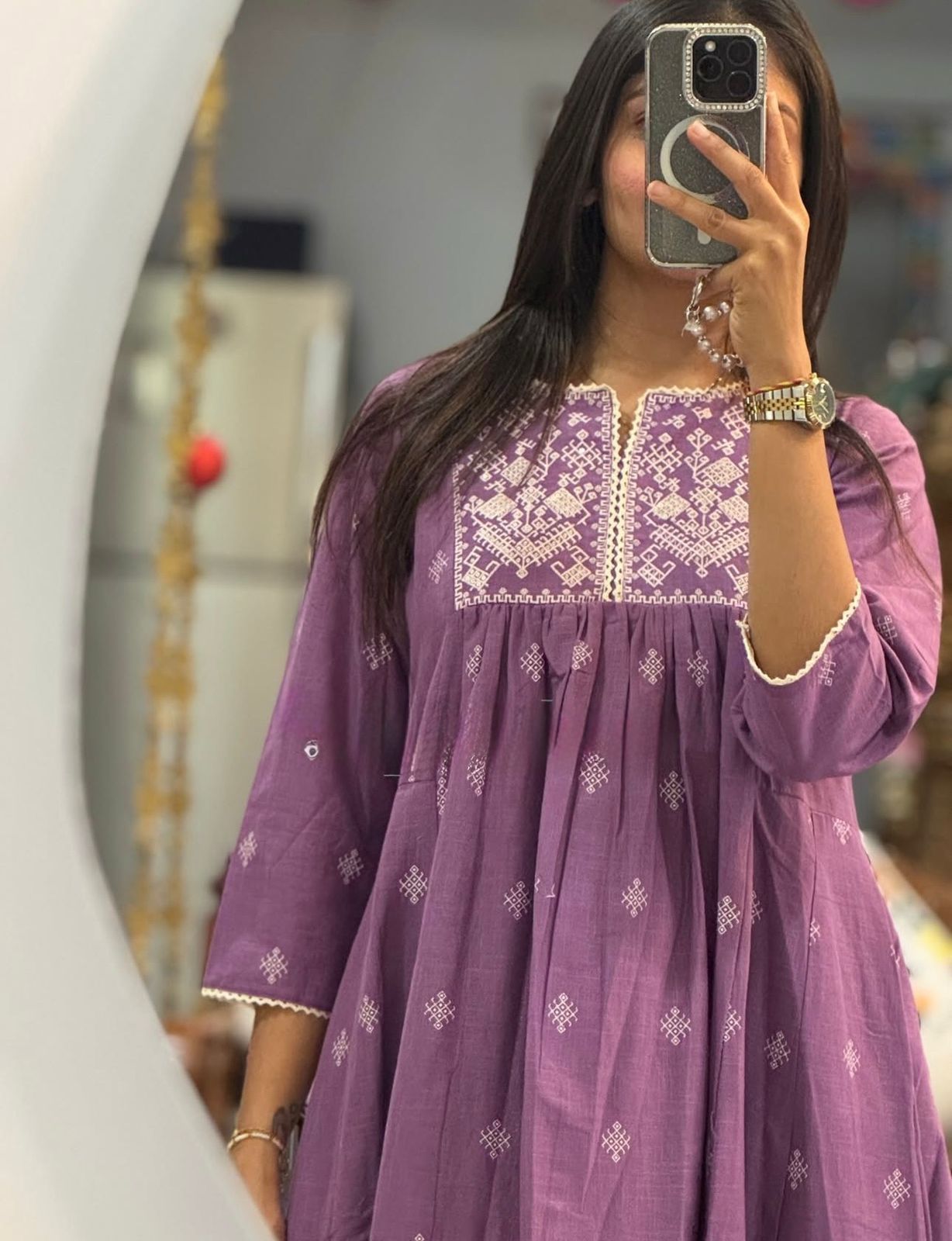 Royal Lavender Embroidered Kurta Set