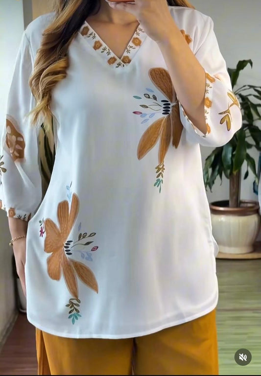 Yellow Floral Kurta Palazzo Co-ord Set