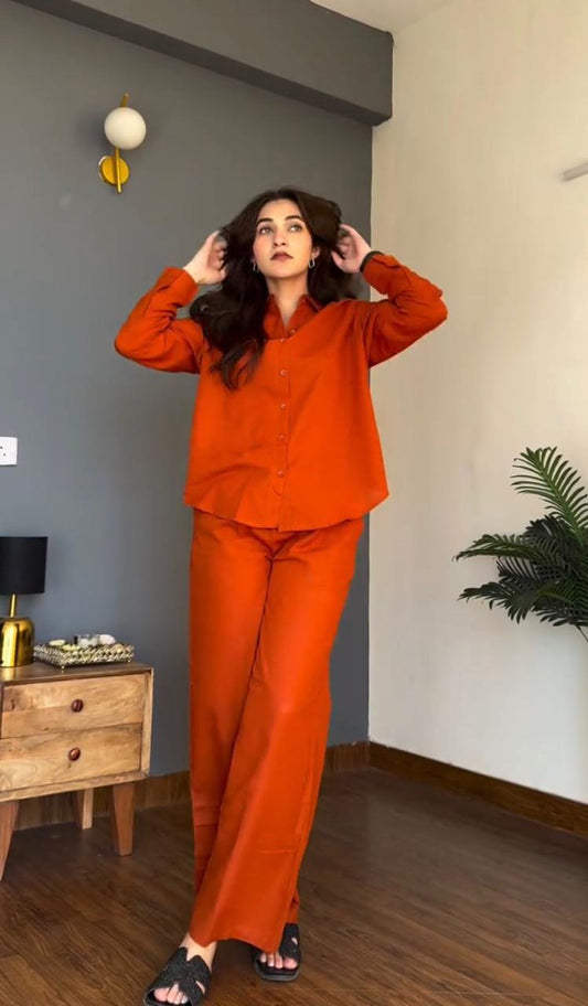 Rust Orange Cotton Co-ord Set for Women