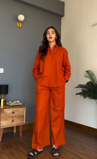 Rust Orange Cotton Co-ord Set for Women