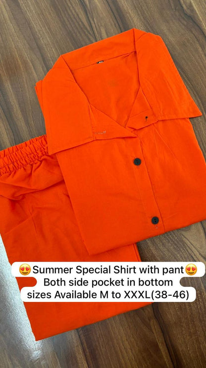 Rust Orange Cotton Co-ord Set for Women