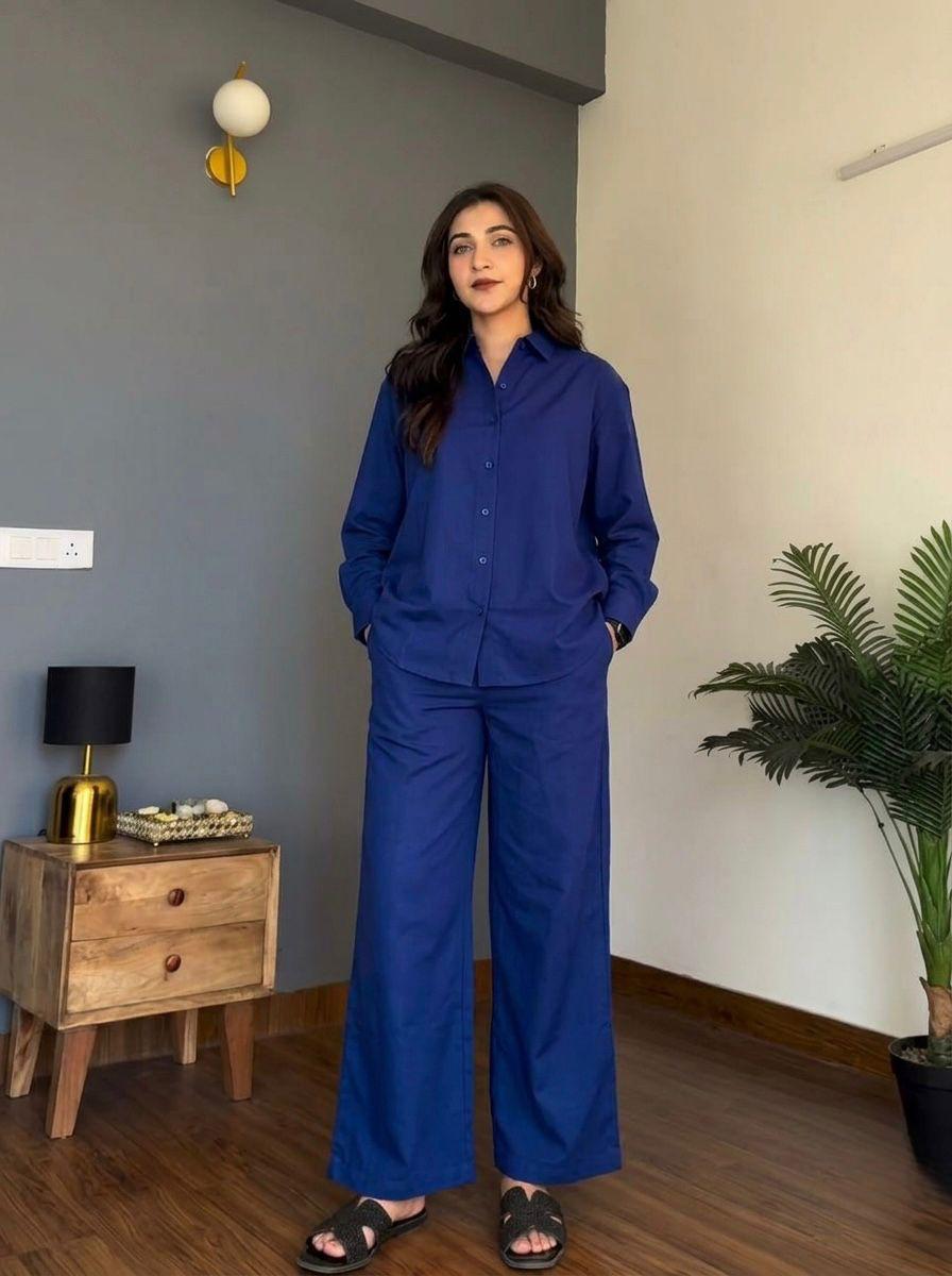 Blue Orange Cotton Co-ord Set for Women