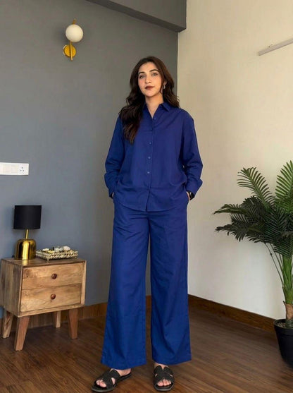 Blue Orange Cotton Co-ord Set for Women