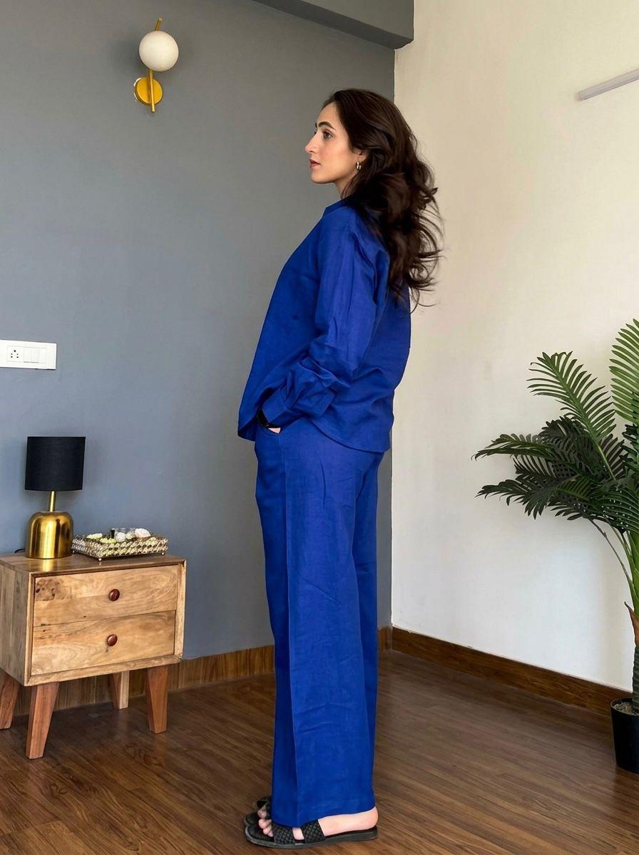 Blue Orange Cotton Co-ord Set for Women
