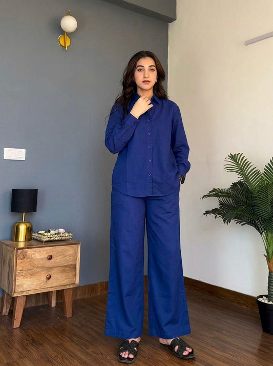 Blue Orange Cotton Co-ord Set for Women