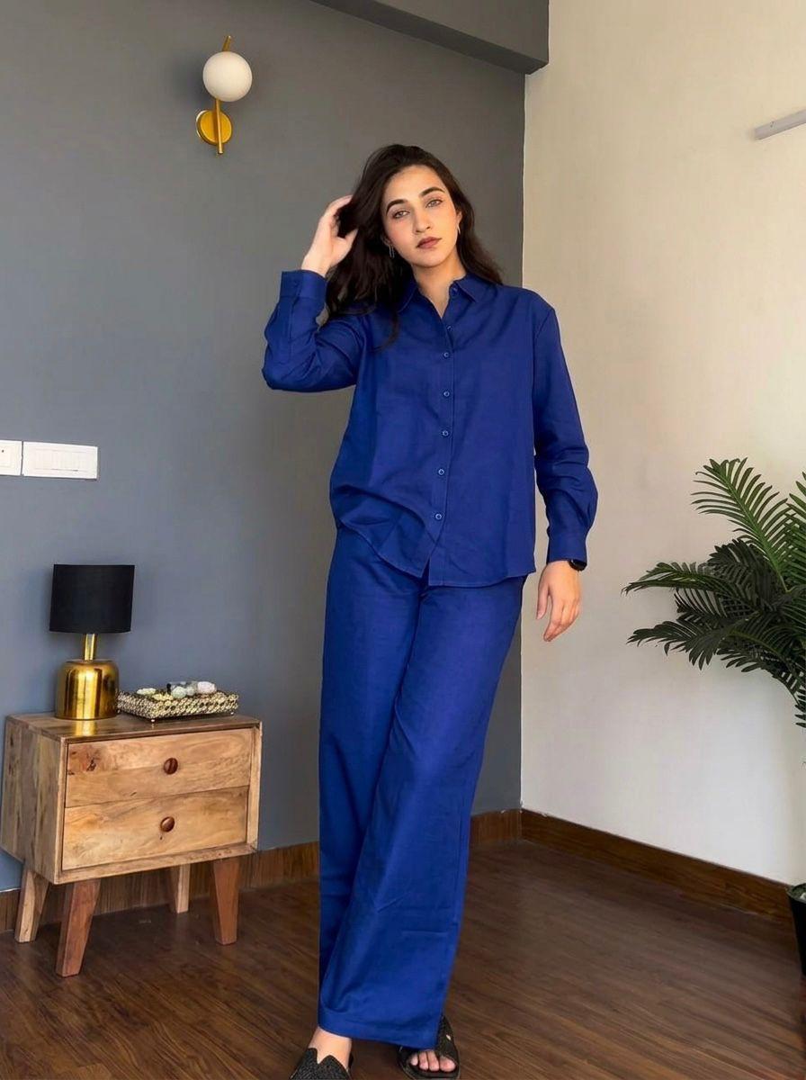 Blue Orange Cotton Co-ord Set for Women