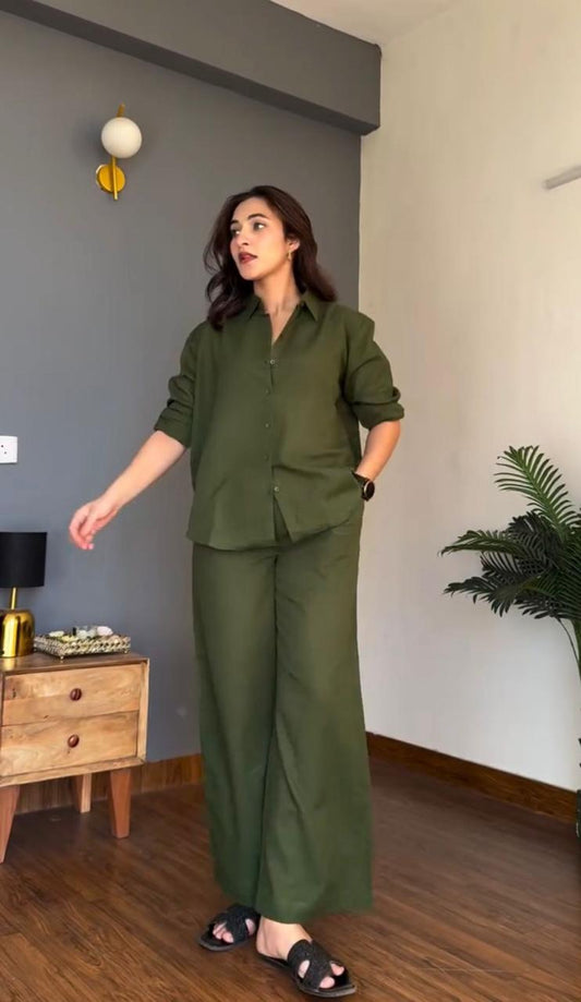 Green Orange Cotton Co-ord Set for Women