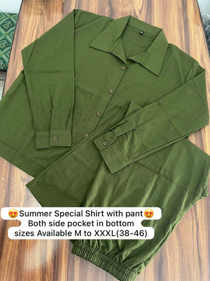 Green Orange Cotton Co-ord Set for Women