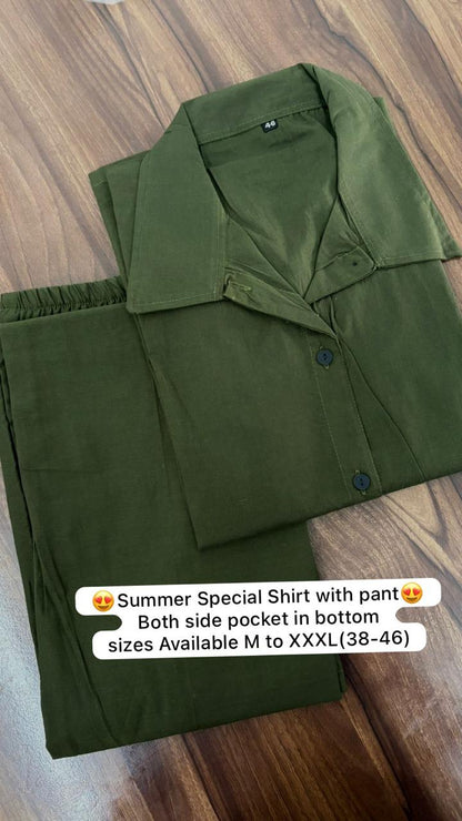 Green Orange Cotton Co-ord Set for Women